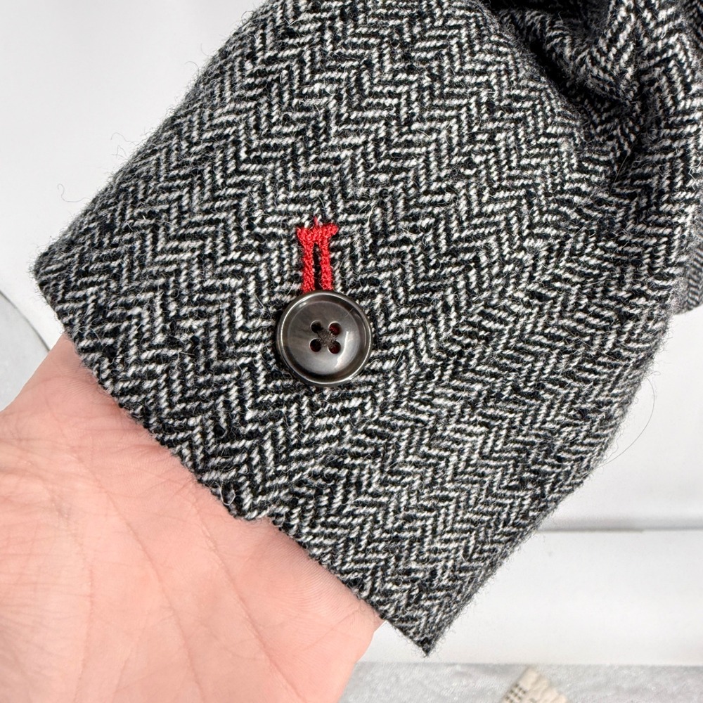 Gap The Academy Blazer Gray Herringbone Wool Silk Blend Red Lining 6 Academia - Picture 6 of 7